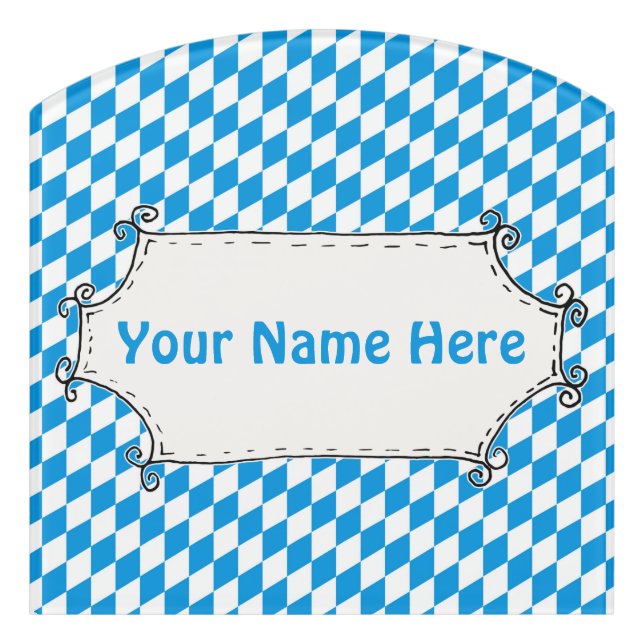 German State Of Bavaria - Flag Colors Pattern Door Sign (Contour Front)