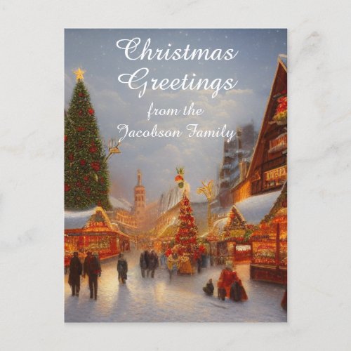 German Style Christmas Market Greetings Kitsch Holiday Postcard