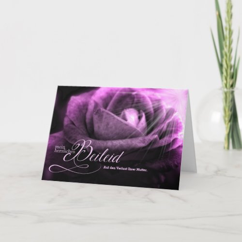 German Sympathy Loss of Mother Purple Rose Card