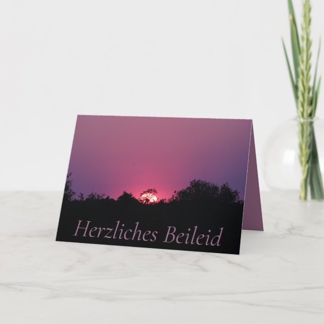 German Sympathy Pink Sunset Card (Front)