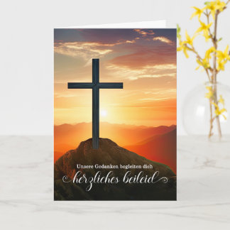 German Sympathy with Sunset Cross Over Mountains Card