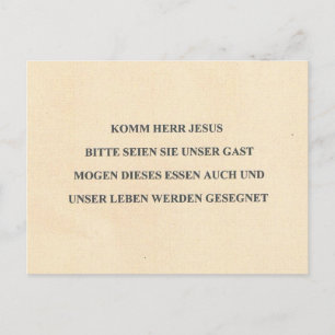 GERMAN TABLE PRAYER POSTCARD
