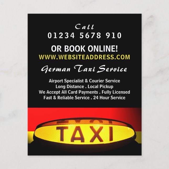 German Taxi Flag with Price List Flyer (Front)