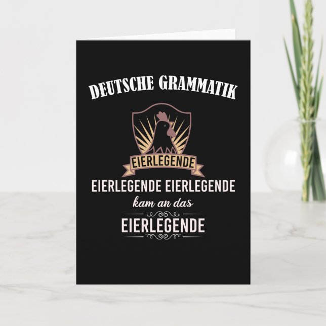 German Teacher Farmer Chicken Pun Gift Card (Front)