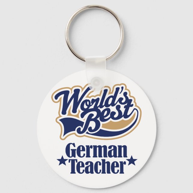 German Teacher Gift For (Worlds Best) Keychain (Front)
