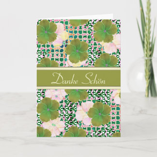 German Thank You Green Flowers Card- Blank