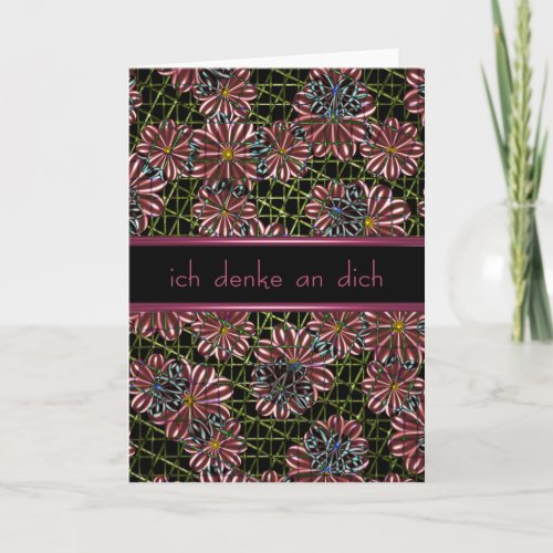 German Thinking of You Flower Card w Blank Inside