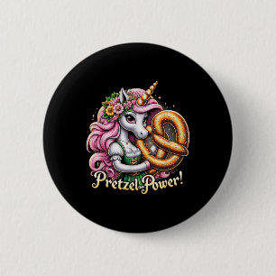 German Unicorn Drindl Pretzel Power Funny Kids  Button