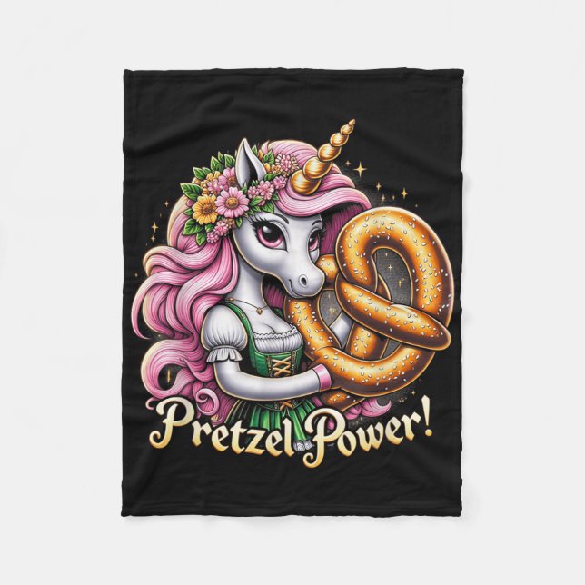 German Unicorn Drindl Pretzel Power Funny Kids  Fleece Blanket (Front)