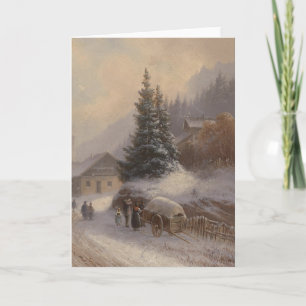 German Village in Winter Holiday Card