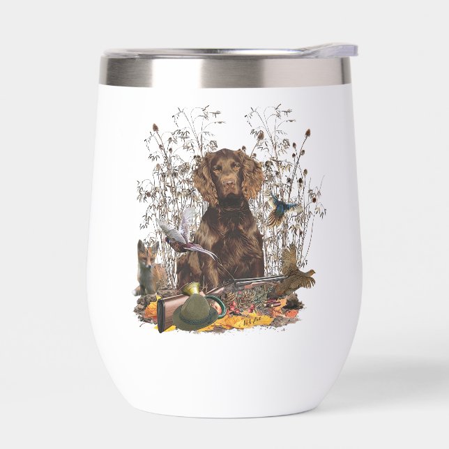  German Wachtelhund Thermal Wine Tumbler (Left)