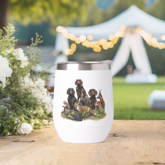  German Wachtelhund Thermal Wine Tumbler (Wedding)