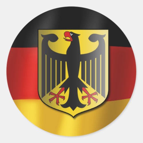 German waving flag classic round sticker