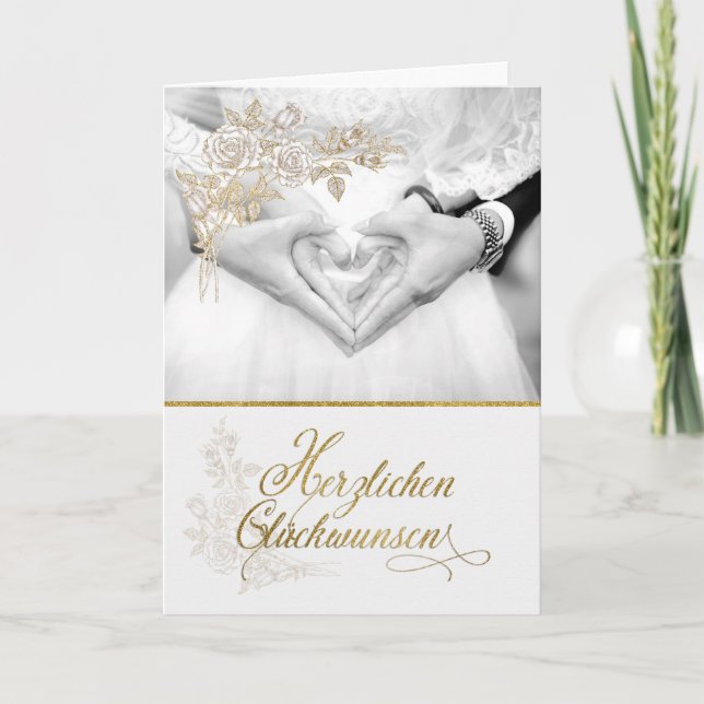GERMAN Wedding Congratulations Faux Gold Leaf Card (Front)