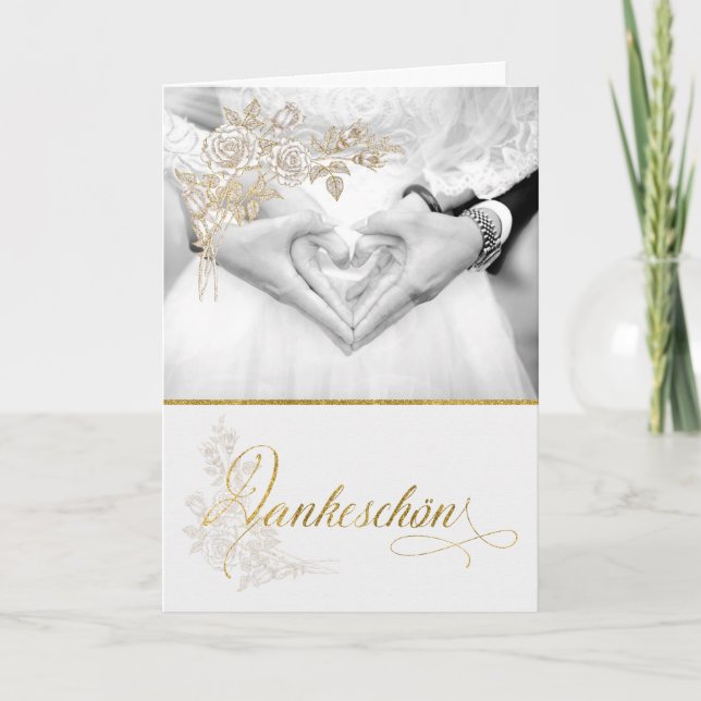 GERMAN Wedding Thank You Faux Gold Leaf Card (Front)
