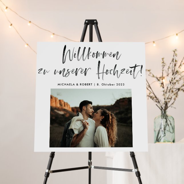 German Wedding Willkommen Hochzeit Calligraphy  Fo Foam Board (In Situ (Stand))