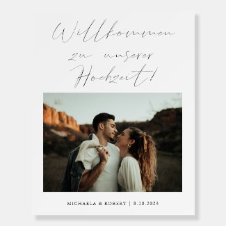 German Wedding Willkommen Hochzeit Calligraphy  Foam Board