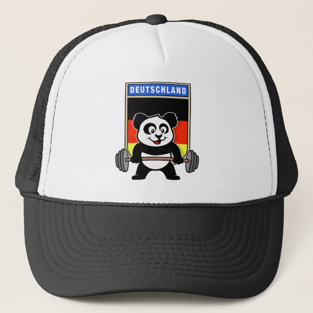German Weightlifting Panda Trucker Hat (Front)