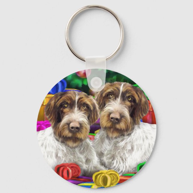 German WH Pointer Open Gifts Christmas Keychain (Front)