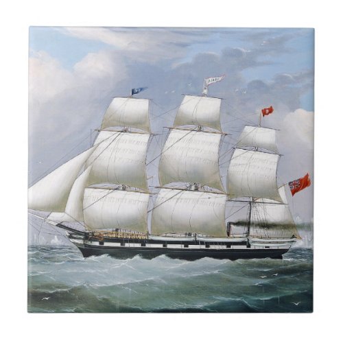 German Whaling Ships Diana  Anne 1800s Ceramic Tile