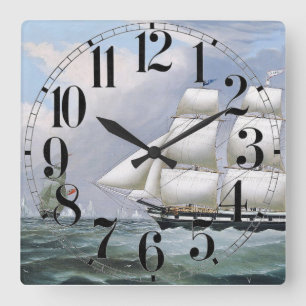 German Whaling Ships Diana & Anne 1800's Square Wall Clock