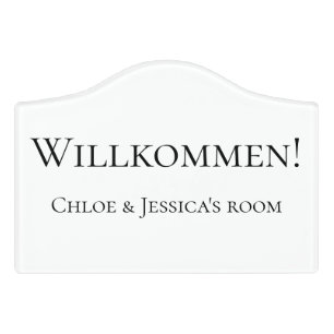 German Willkommen Academic Welcome Dorm Room Door Sign