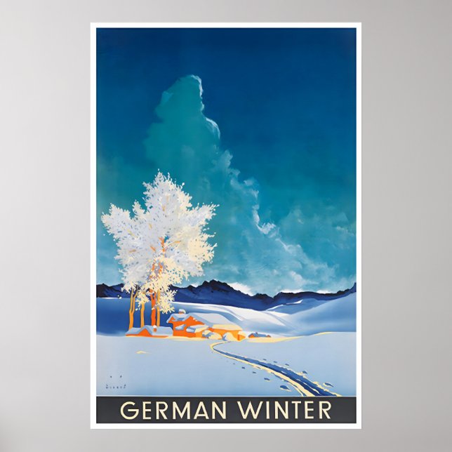 German Winter Art Germany Travel Poster Print (Front)