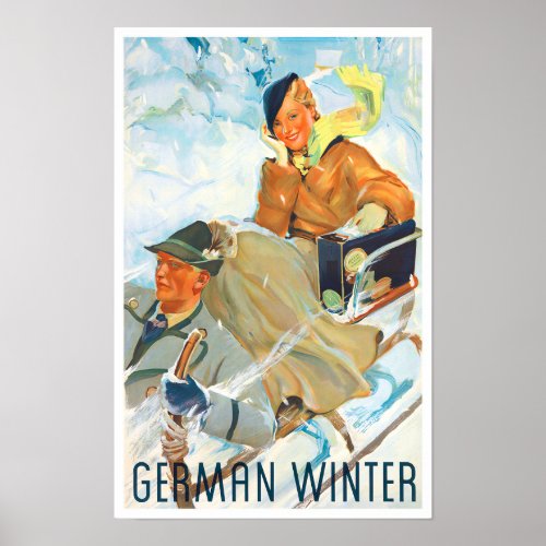 German Winter vintage travel Poster