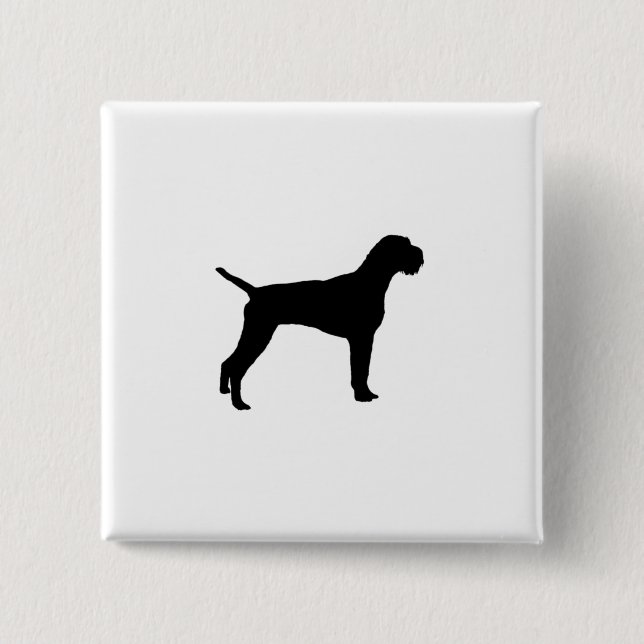 German Wire-Haired Pointer Silhouette Love Dogs Button (Front)