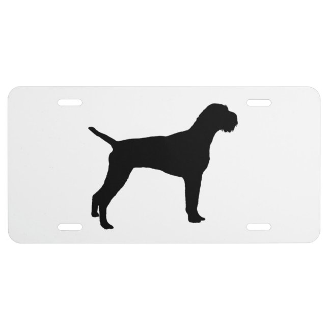 German Wire-Haired Pointer Silhouette Love Dogs License Plate (Front)