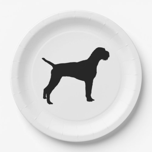 German Wire_Haired Pointer Silhouette Love Dogs Paper Plates