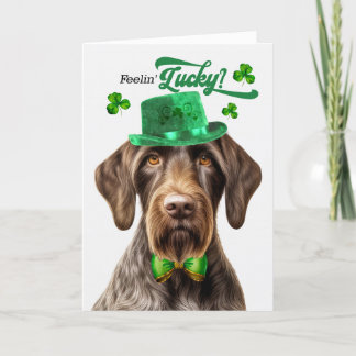 German Wirehair Dog Feelin' Lucky St Patrick's Day Holiday Card