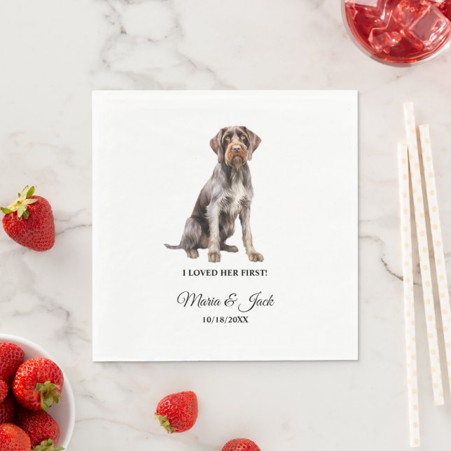 German Wirehaired Dog I Loved Her First Wedding Napkins (Insitu)