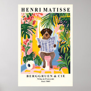 German Wirehaired Dog on Toilet Colourful Matisse Poster