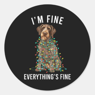 German Wirehaired Inter I'm Fine Everything Is Fin Classic Round Sticker