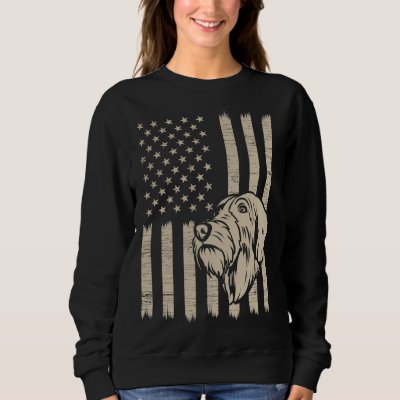 German Wirehaired Pointer American USA Flag Sweatshirt
