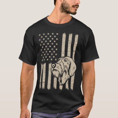German Wirehaired Pointer American USA Flag T-Shirt