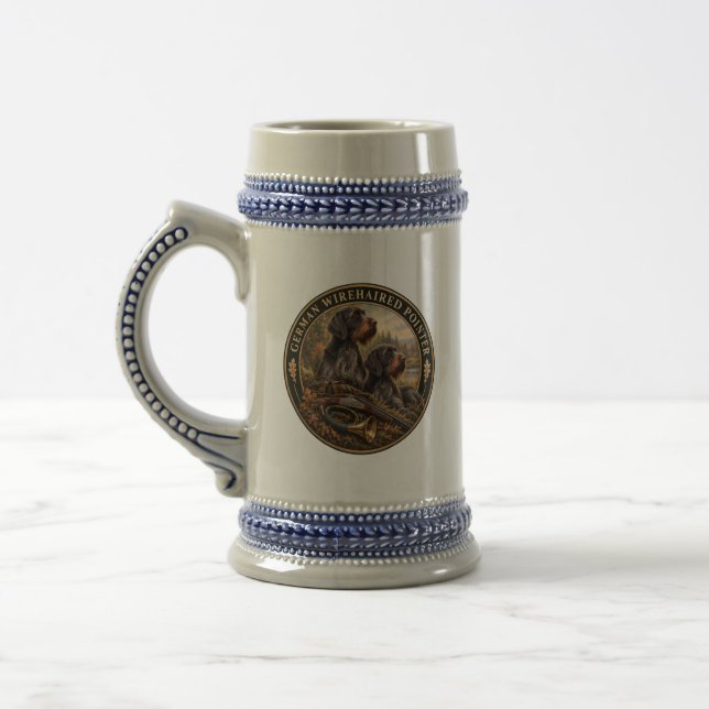 German Wirehaired Pointer Beer Stein (Left)