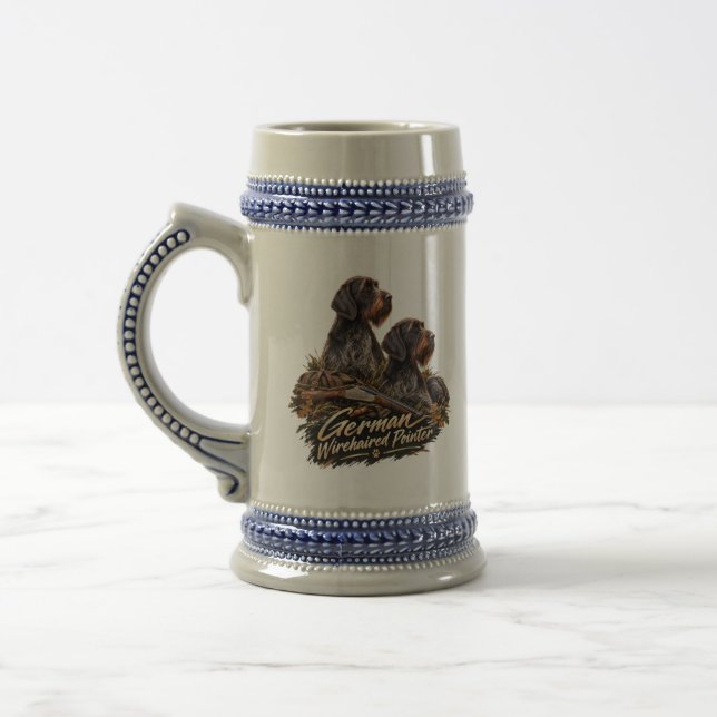 German Wirehaired Pointer Beer Stein (Left)