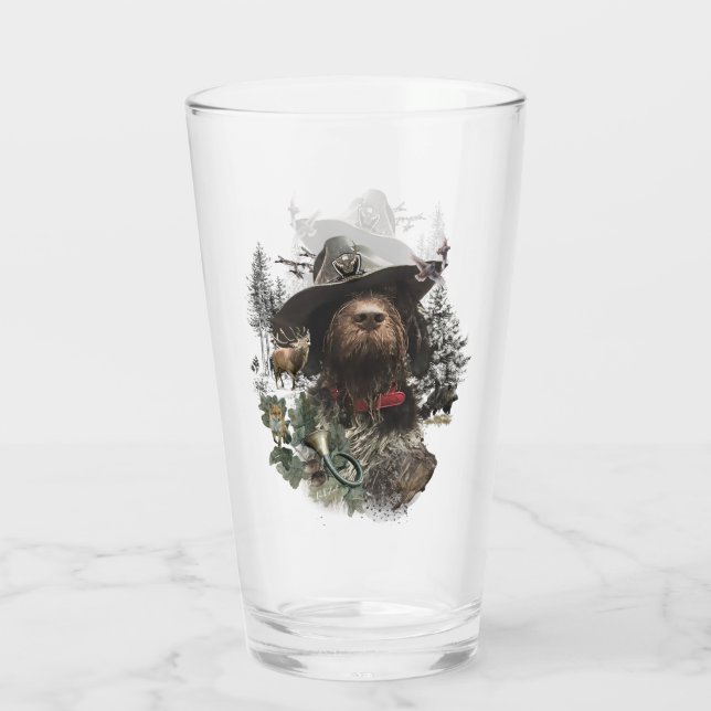 German Wirehaired Pointer, Boar Hunting   Glass (Back)