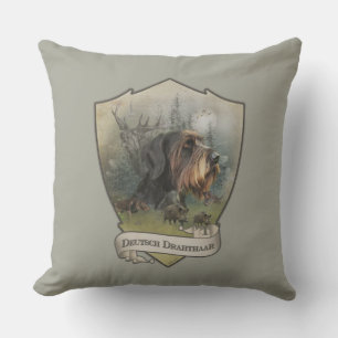 German Wirehaired Pointer, Boar Hunting Outdoor Pillow