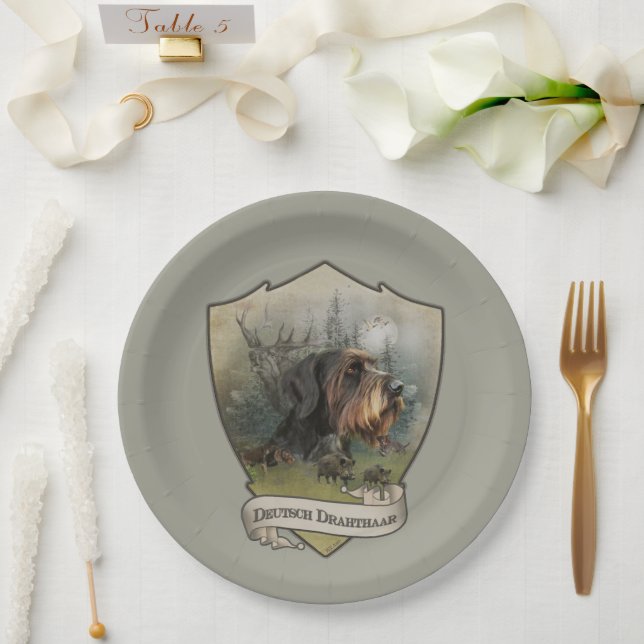 German Wirehaired Pointer, Boar Hunting  Paper Plates (Wedding)