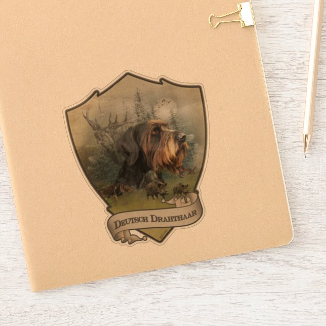 German Wirehaired Pointer, Boar Hunting   Sticker (Notebook)