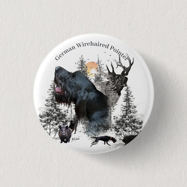 German Wirehaired Pointer Button (Front)