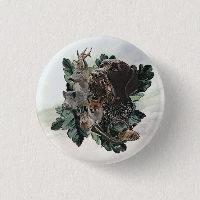 German Wirehaired Pointer Button (Front)