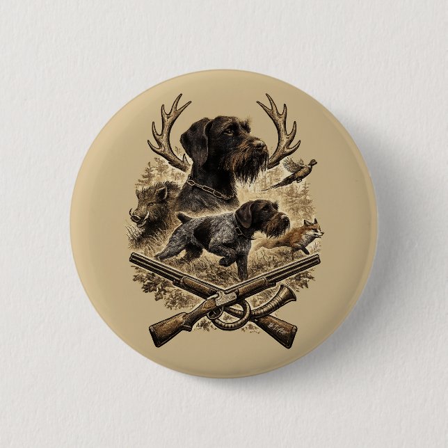 German Wirehaired Pointer Button (Front)