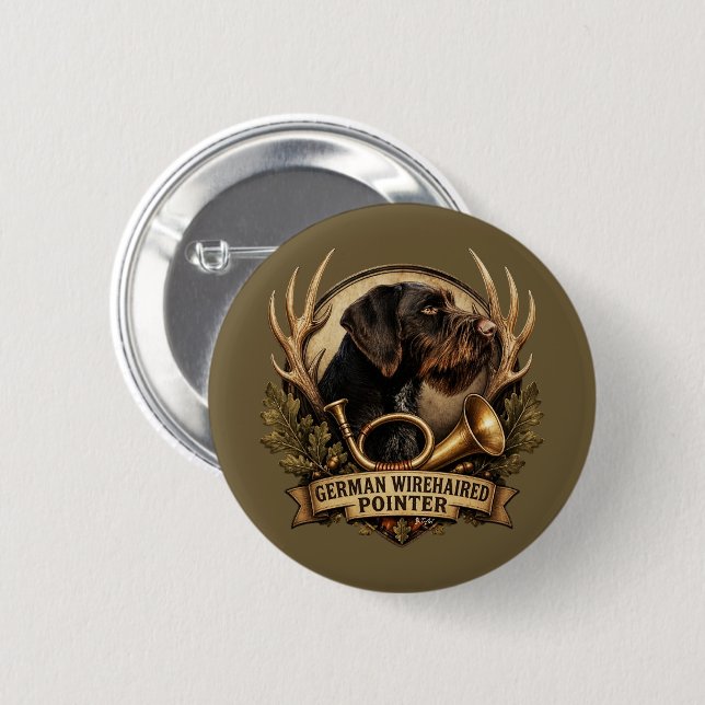 German Wirehaired Pointer Button (Front & Back)