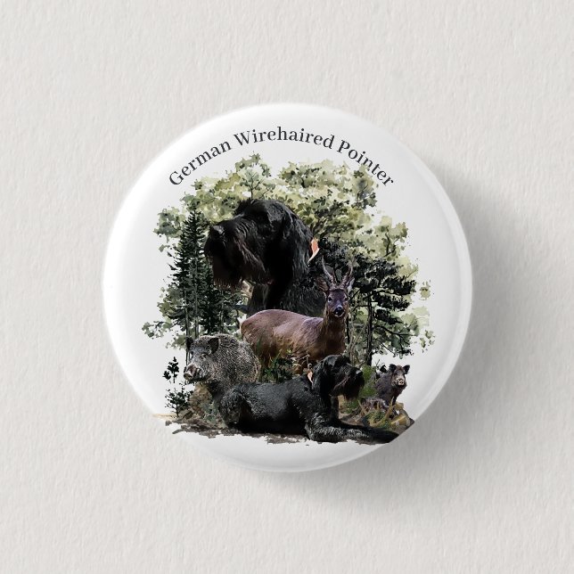 German Wirehaired Pointer Button (Front)
