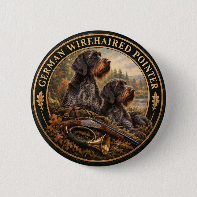 German Wirehaired Pointer Button (Front)