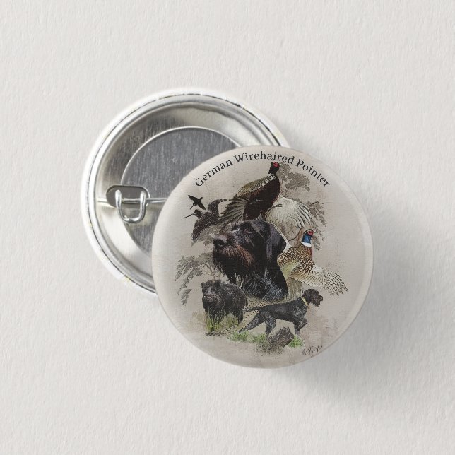 German Wirehaired Pointer Button (Front & Back)